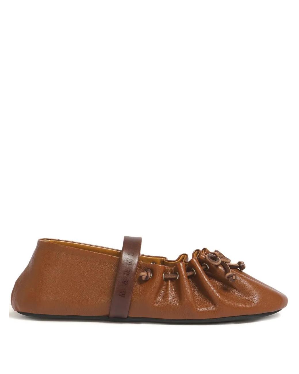 Marni Brown Leather Mary Jane Soft Ballerinas