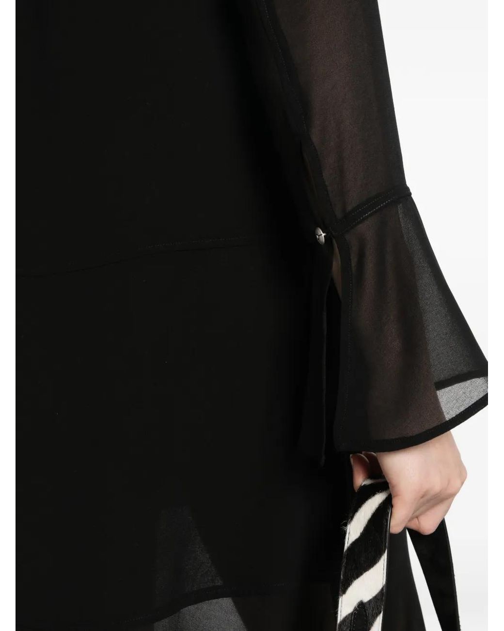 Pinko Black Georgette Button Front Tie Dress