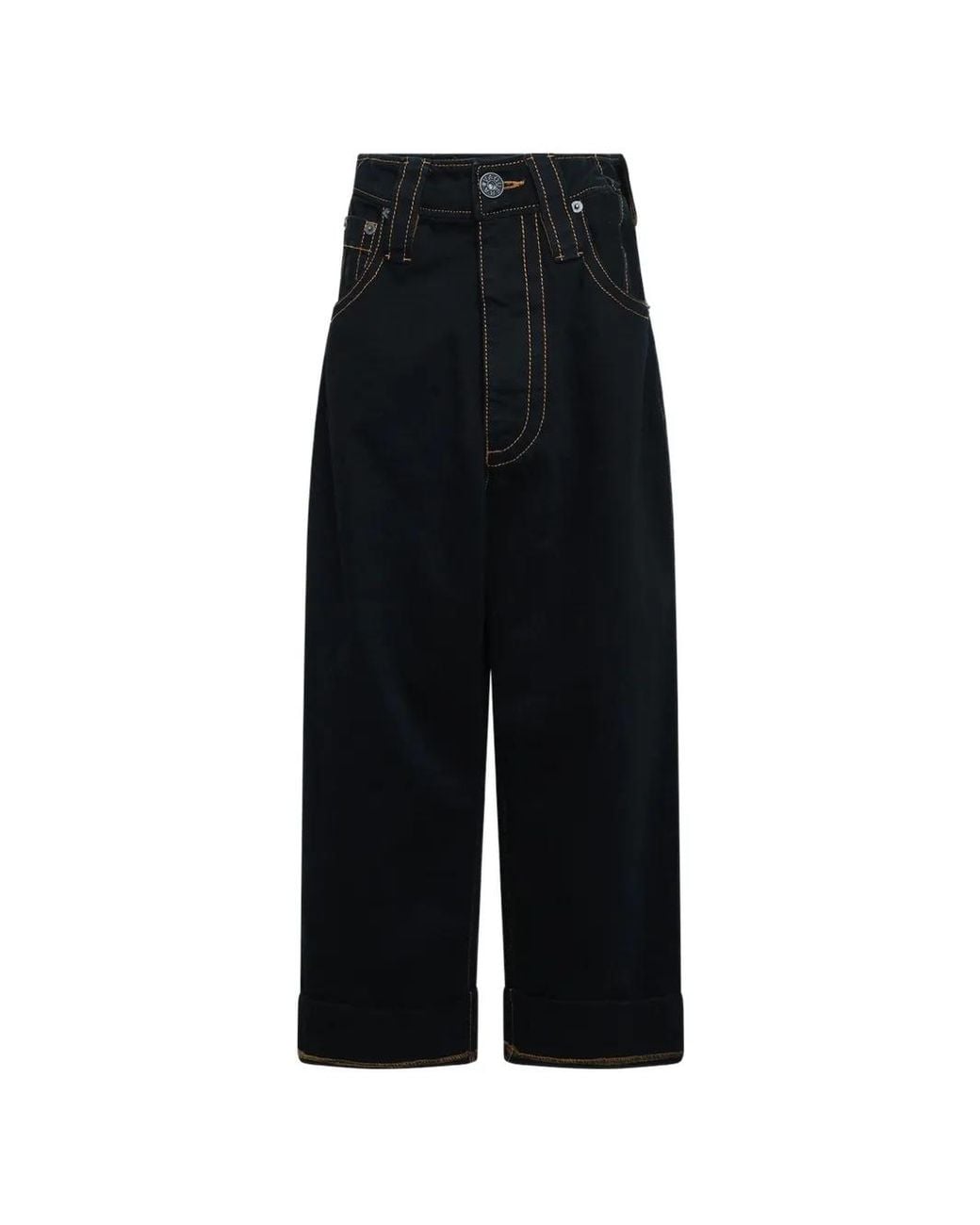 VAQUERA Black Baby Contrast-Stitch Wide-Leg Jeans