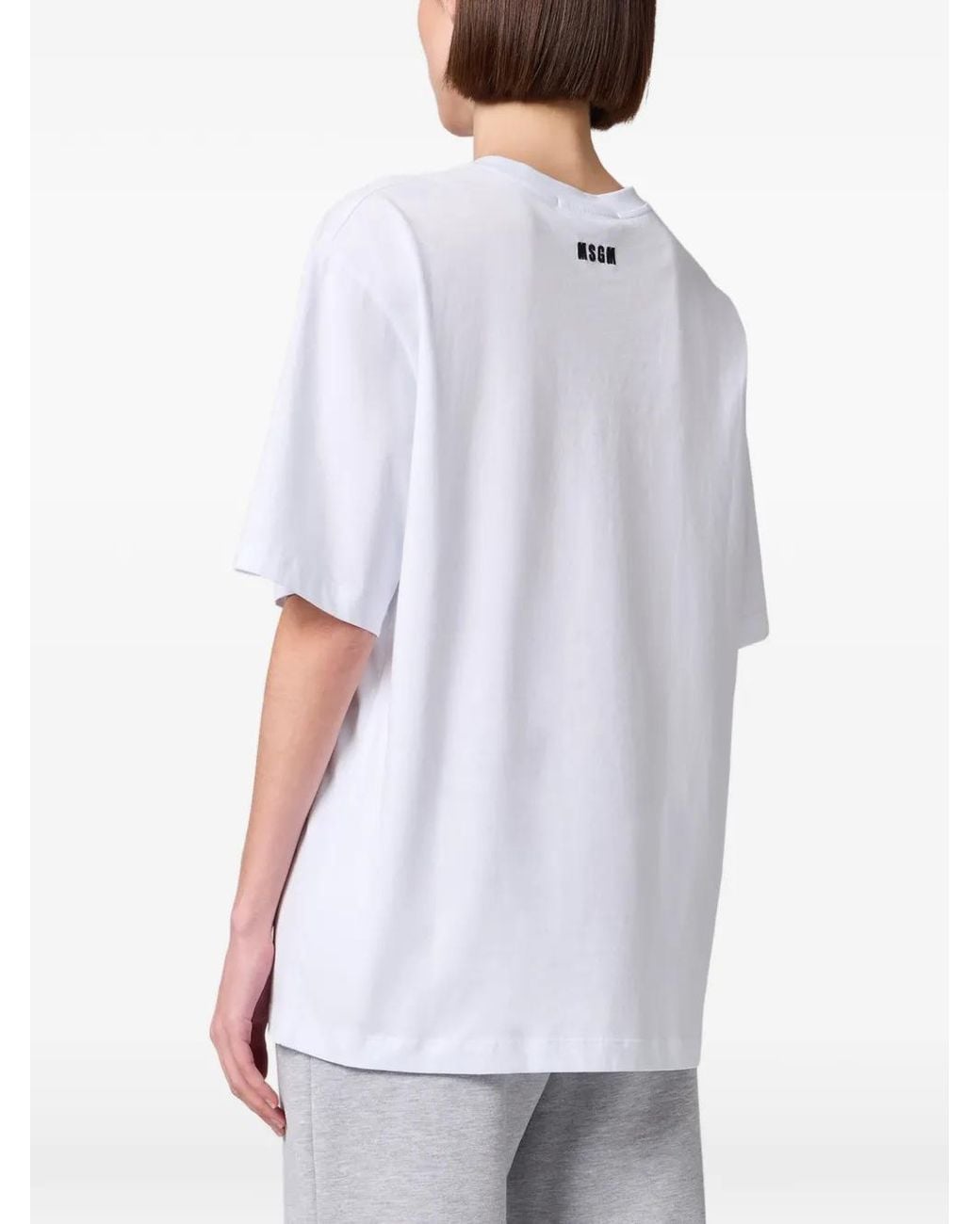 MSGM White Slogan-Print T-Shirt