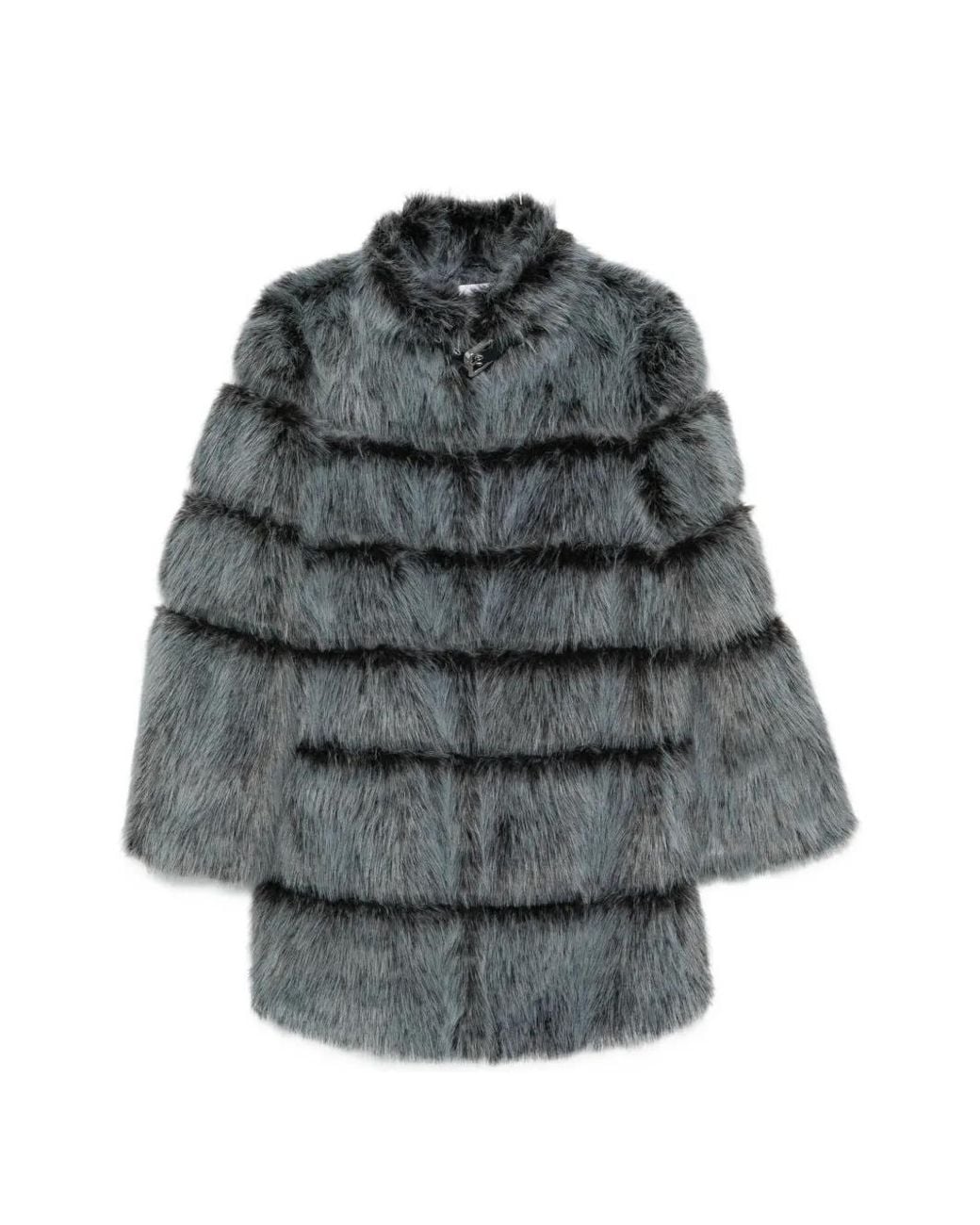 Patrizia Pepe Gray Faux-Fur Panelled Jacket