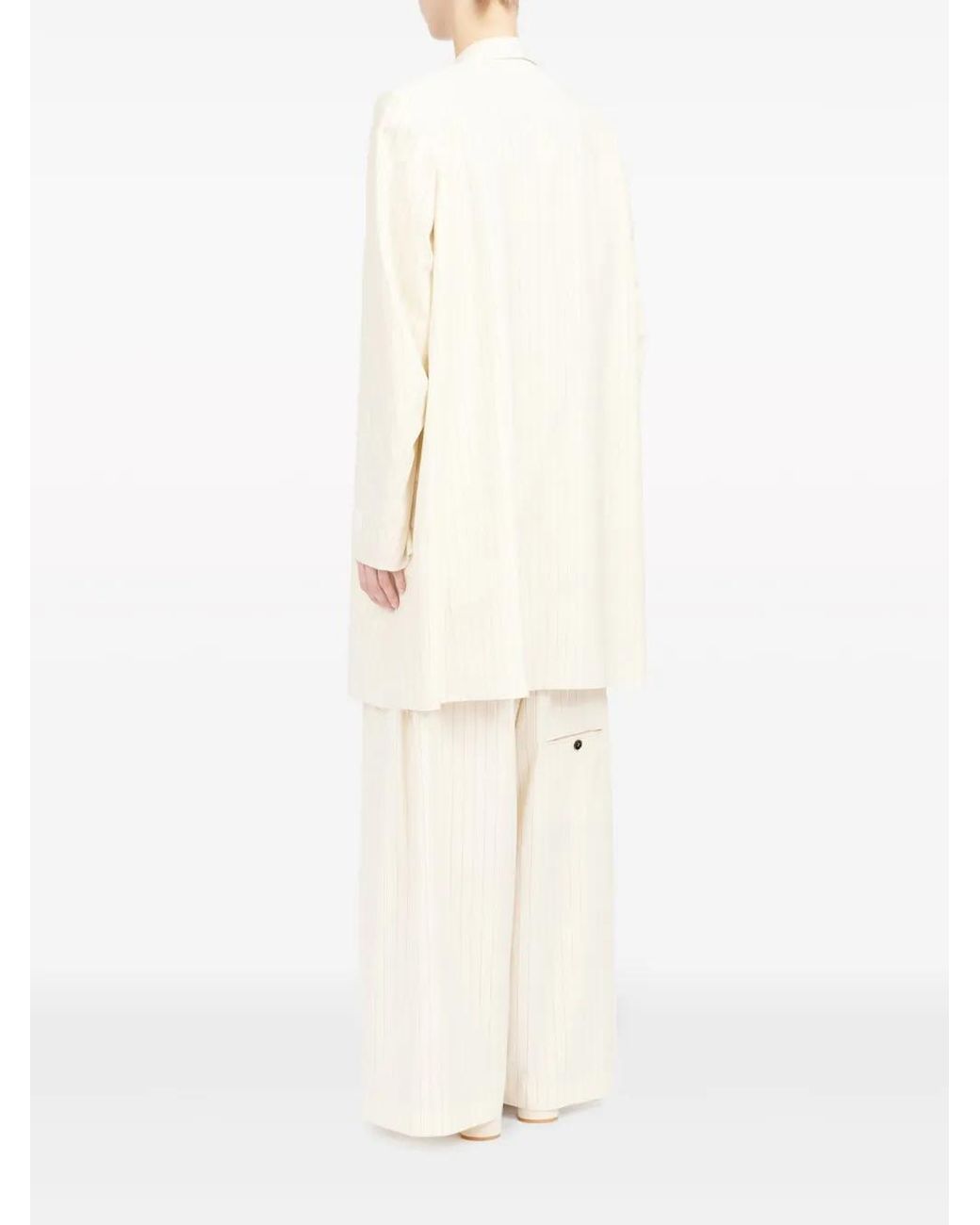 MM6 by Maison Margiela White Oversized Pinstripe Double-Breasted Blazer