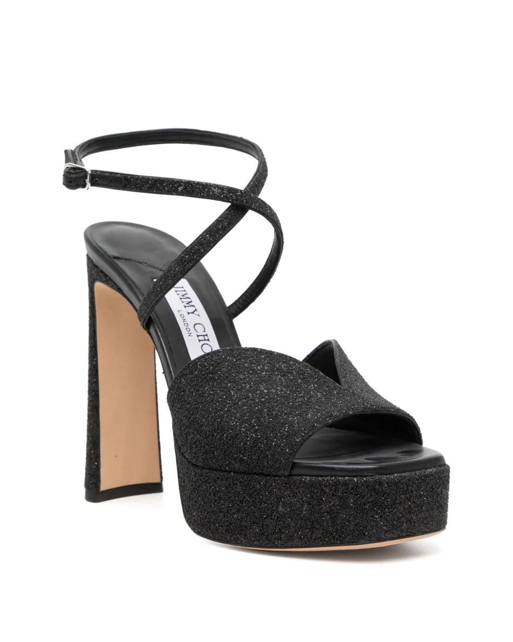 Jimmy Choo Black Glittered Platform Sandals