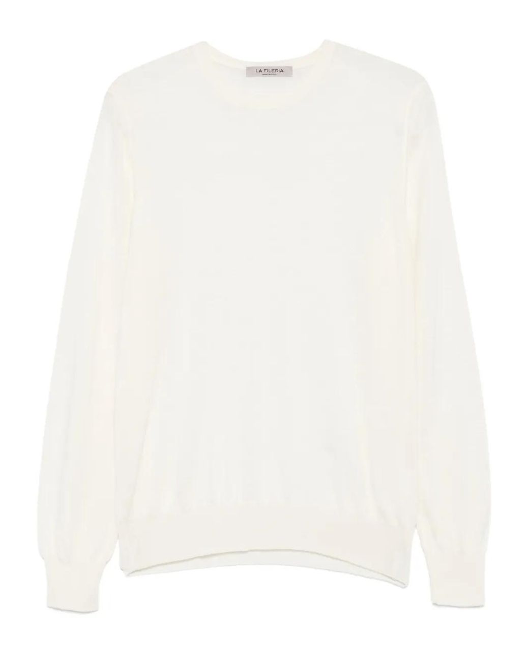 Fileria White Crew-Neck Wool Sweater for men