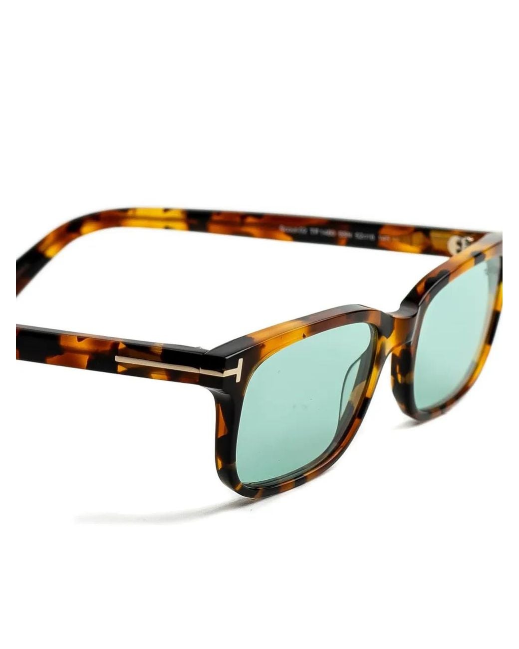 Tom Ford Green Tortoiseshell-Effect Rectangle-Frame Sunglasses