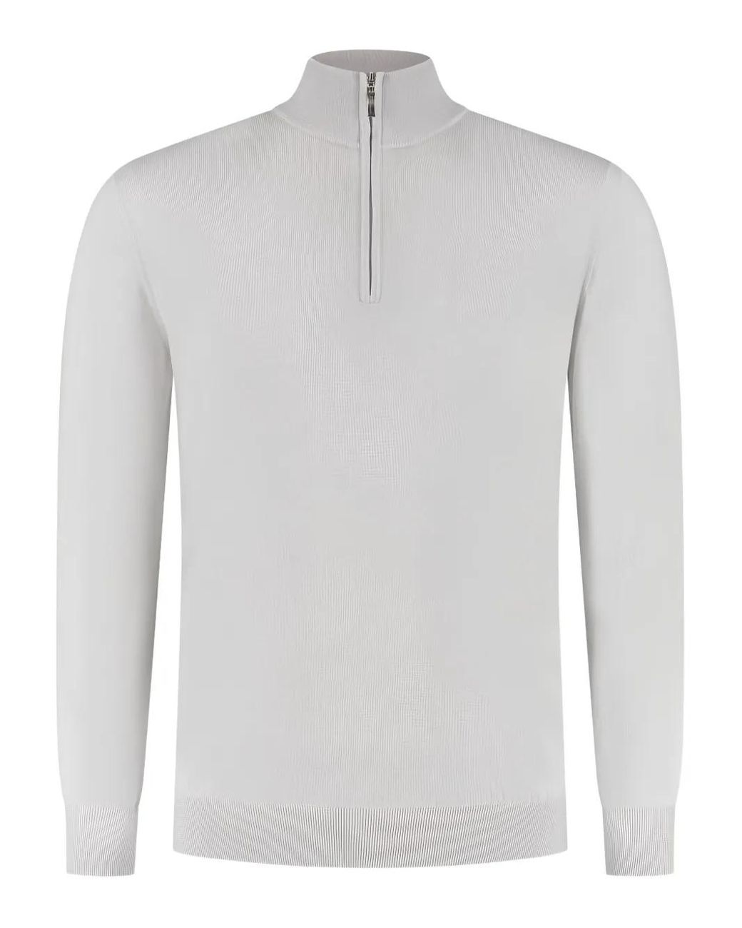 Doriani White Zip-Up High-Neck Sweater for men