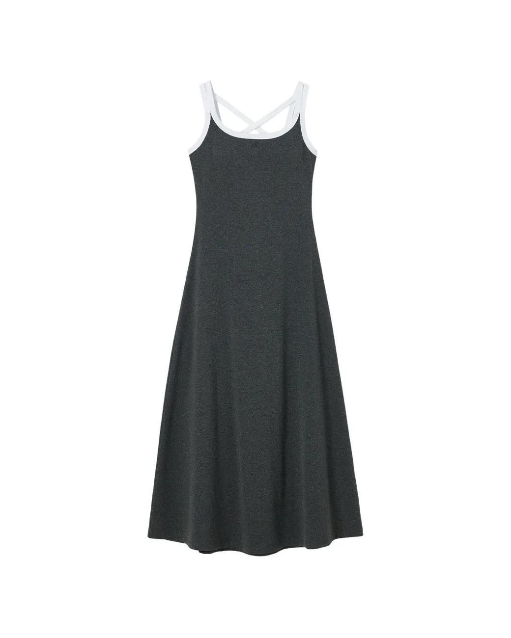 B+ AB Gray Criss-Cross Strap Midi Dress