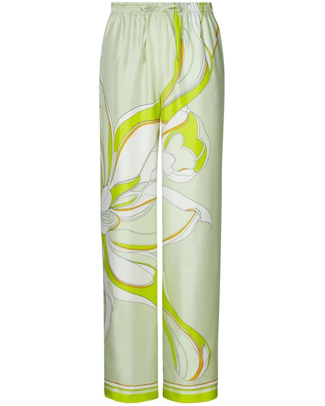 Tory Burch Green Printed Silk Pants