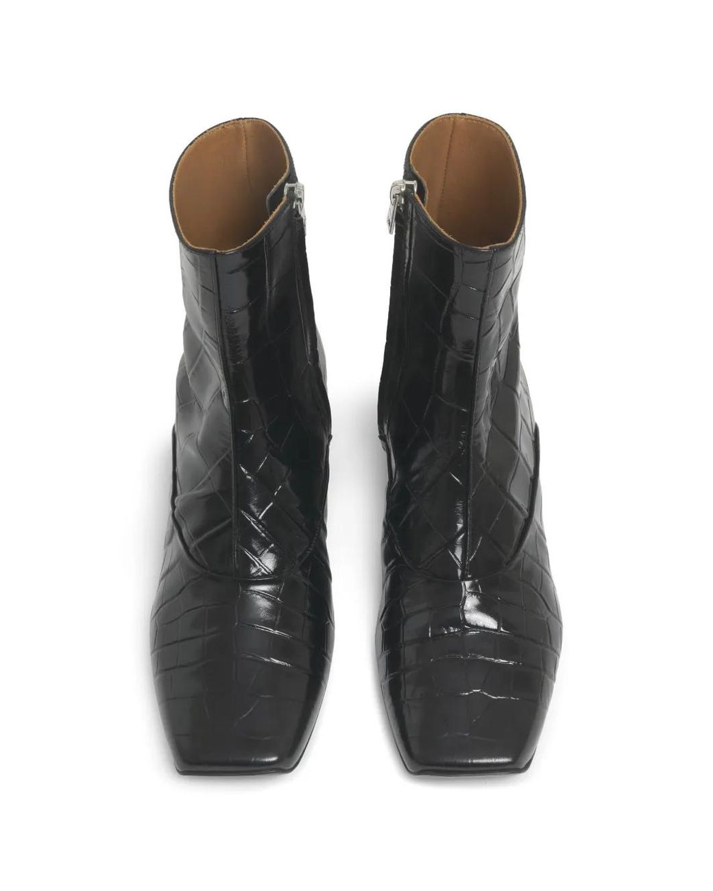 Marni Black Croc-Effect Ankle Boots