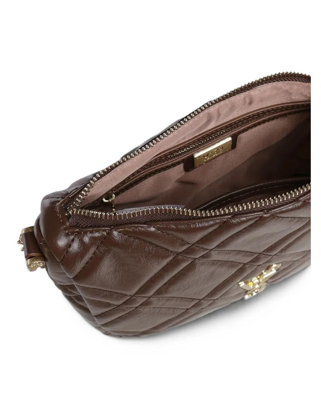 V73 Brown Diaspro Quilted Logo-Plaque Shoulder Bag