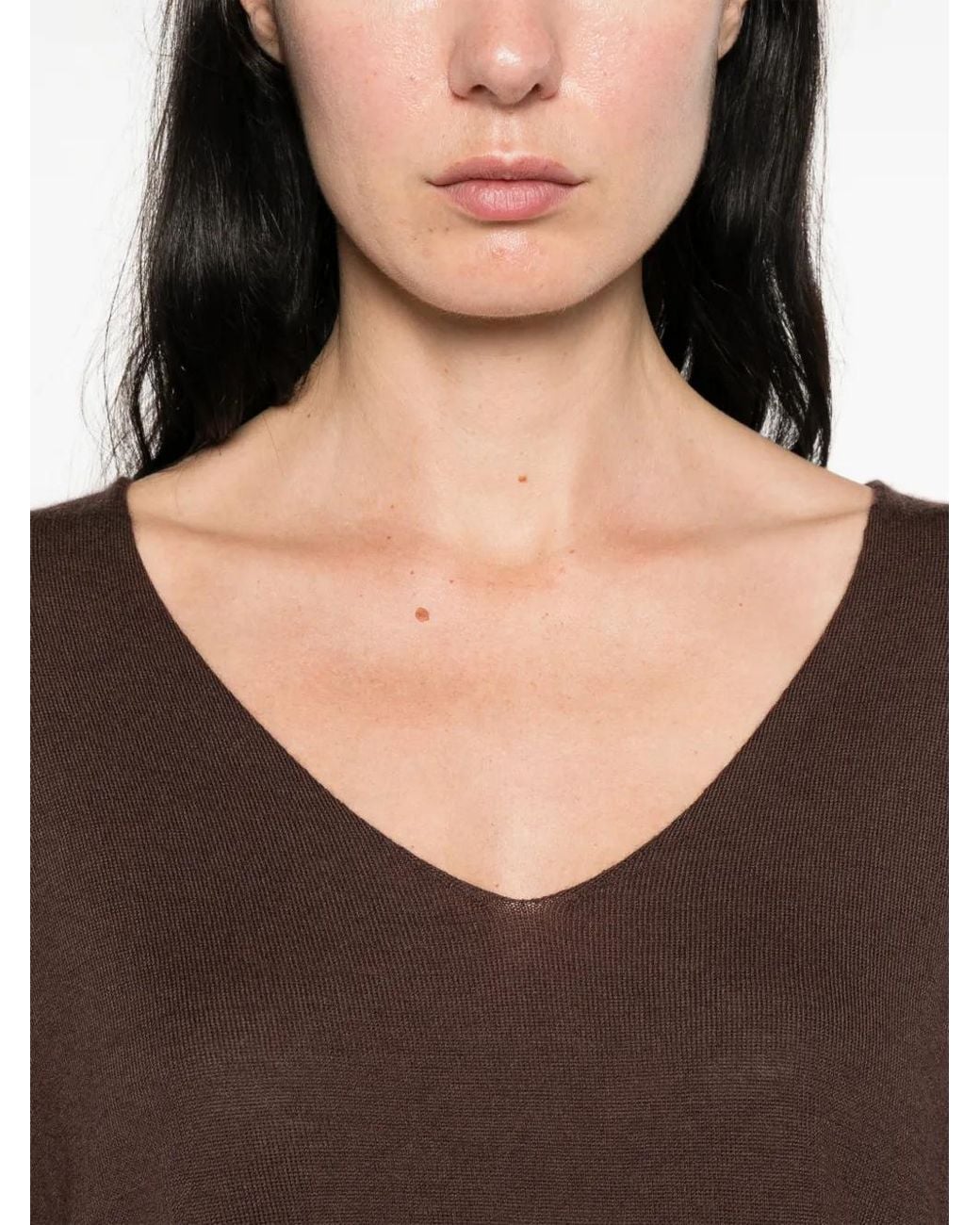 SOLOCASCMIR Brown V-Neck Short-Sleeved T-Shirt