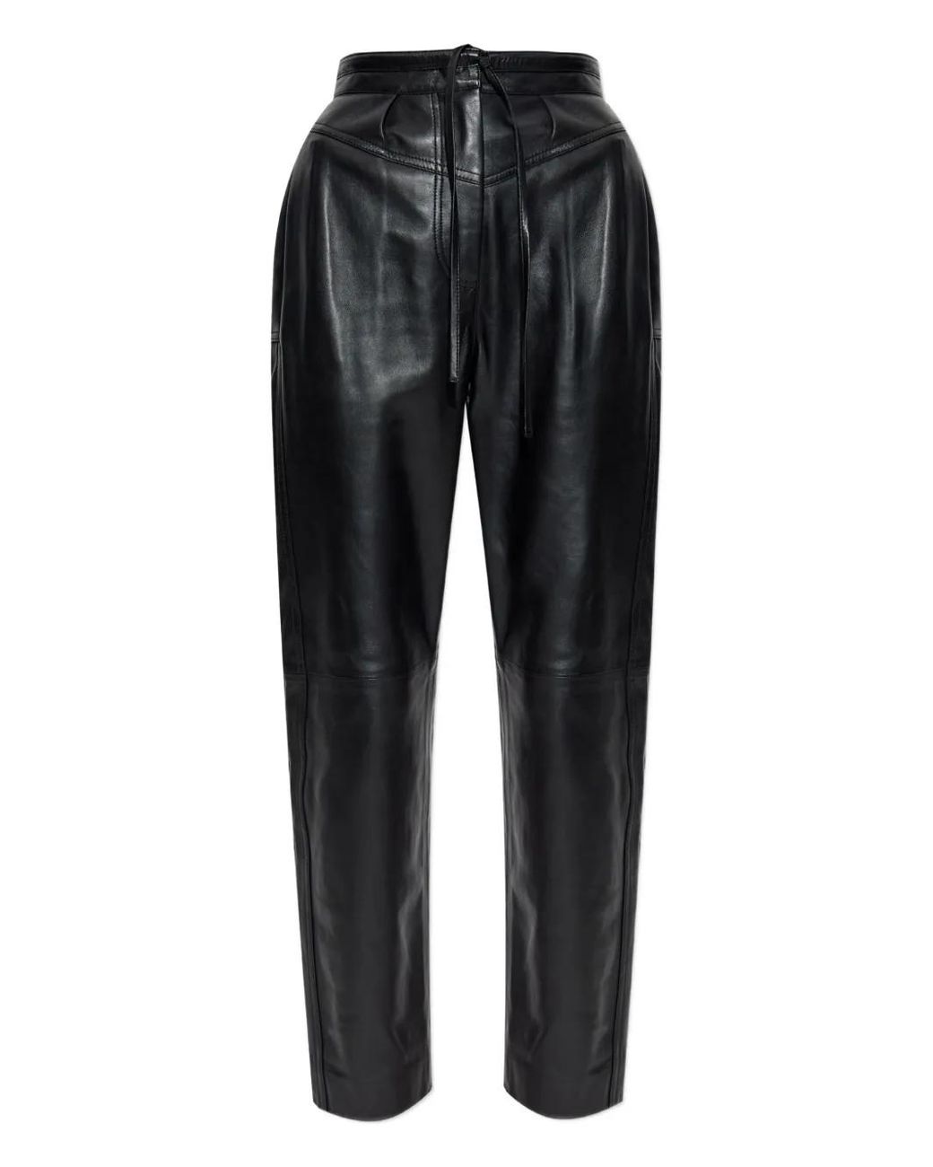 IRO Black Drawstring Leather Trousers
