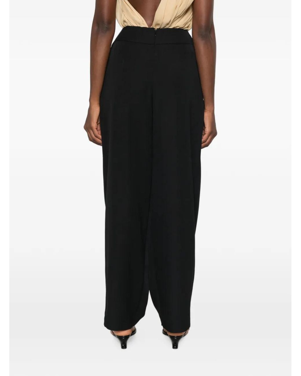 Balmain Black Grain De Poudre Draped Trousers