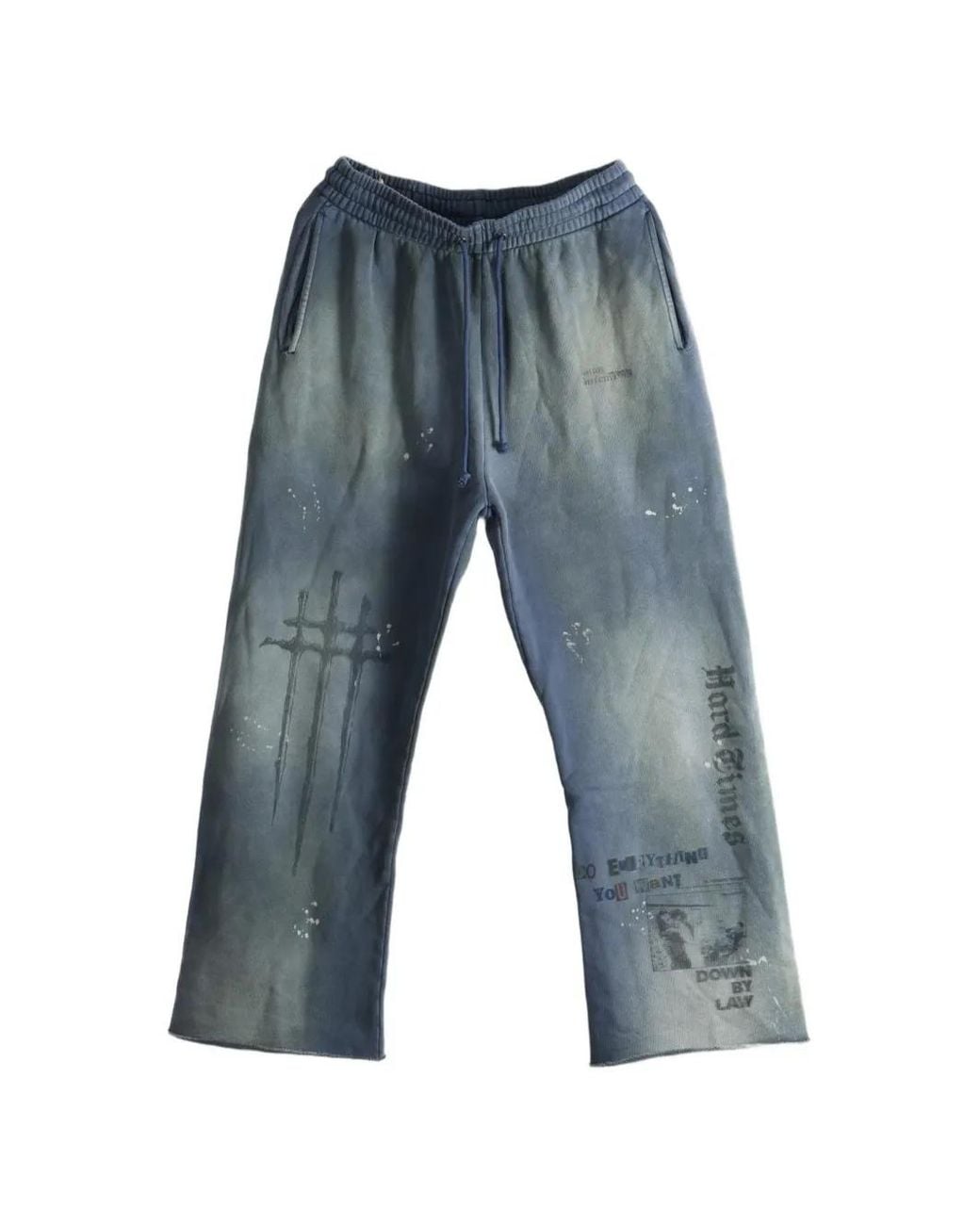 SAITOS Blue Graphic-Print Drawstring Track Pants