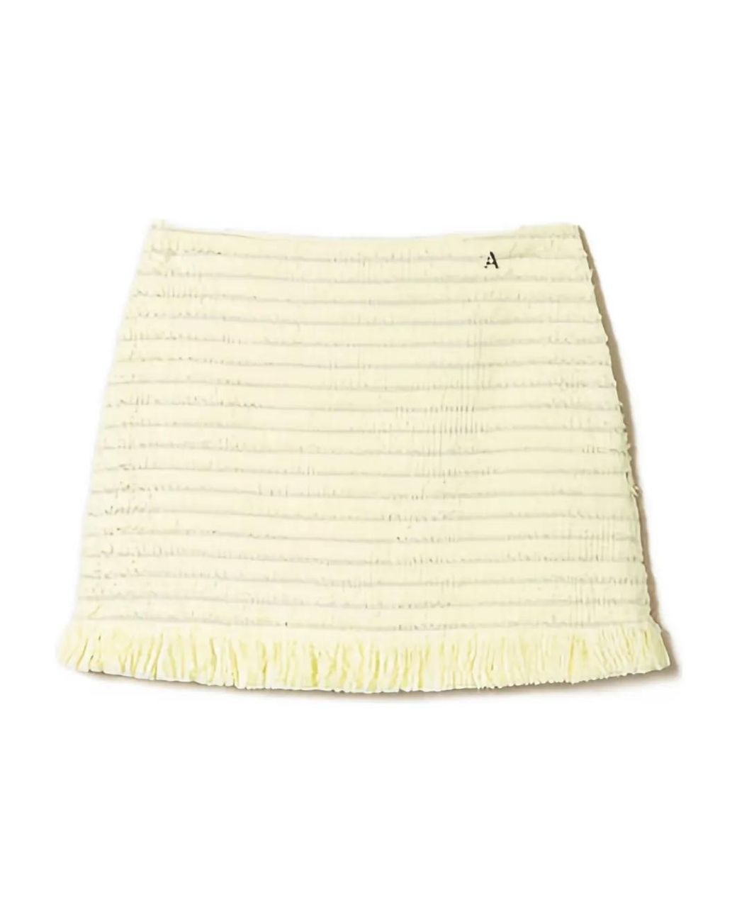 Twinset Natural Bouclé Fringed Mini Skirt