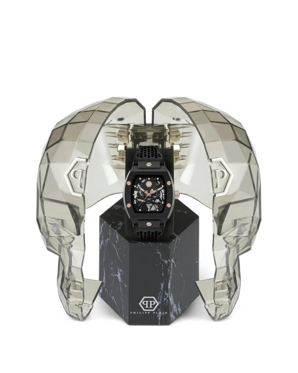 Philipp Plein Black The $Keleton Barrel-Shaped 44Mm Watch for men