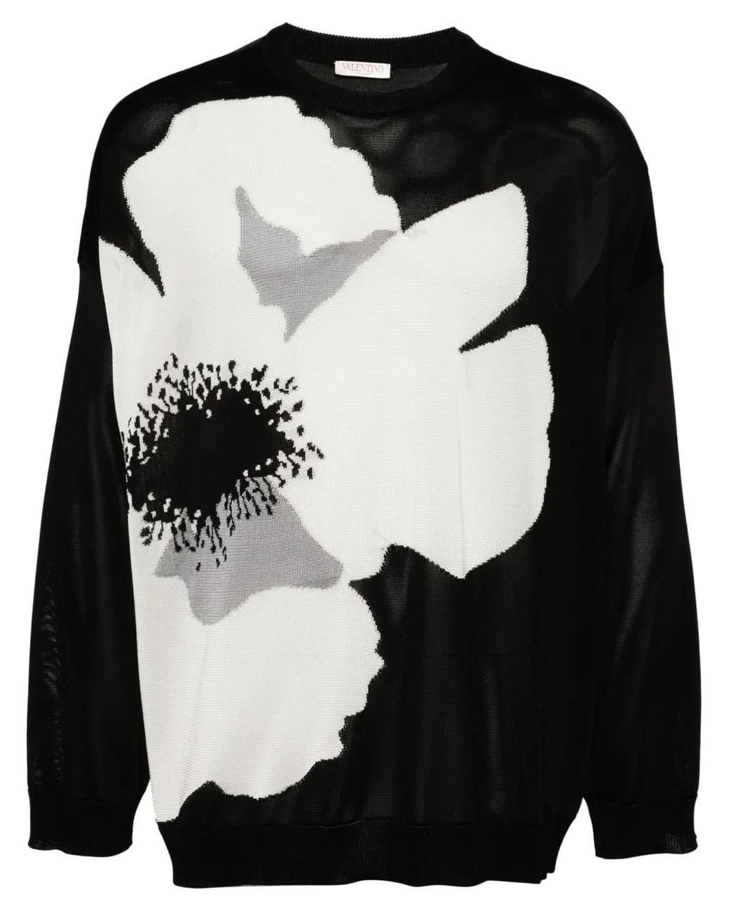 Valentino Garavani Black Flower-Print Cotton-Jersey Sweatshirt for men