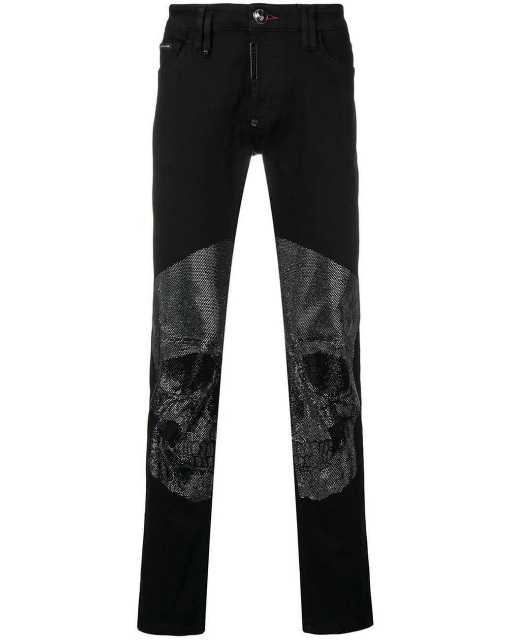 Philipp Plein Denim Super Straight-cut Skull Jeans in Black for Men - Lyst