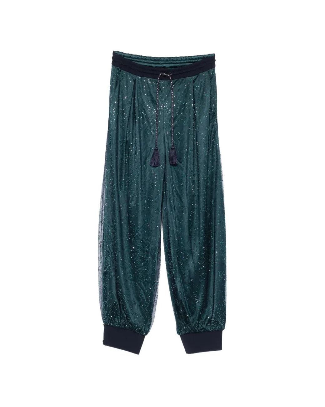 Giorgio Armani Green Tassel Drawstring Trousers