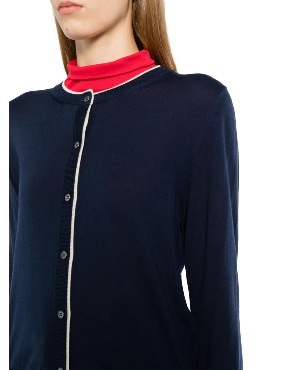 Versace Blue Embroidered Wool Knit Cardigan