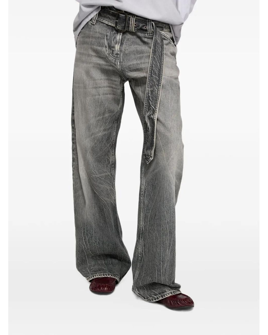 Acne Gray Belted Jeans