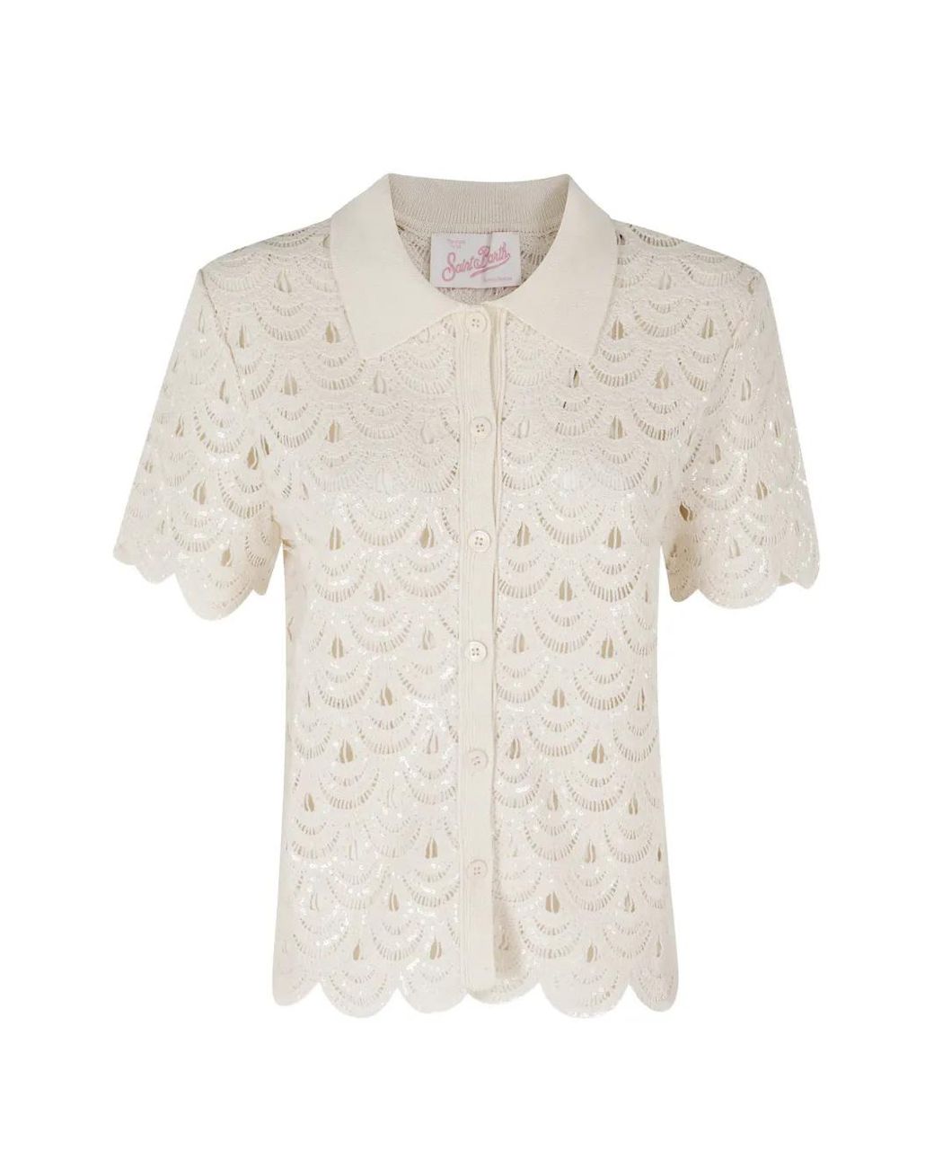 Mc2 Saint Barth White Chemise Monet À Effet En Crochet