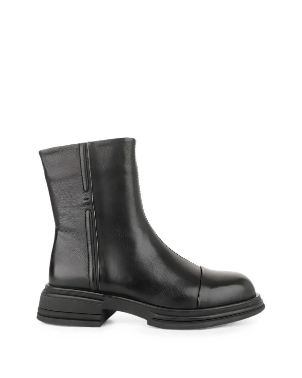 Linda Baumann Black Seam-Detail Panelled Ankle Boots