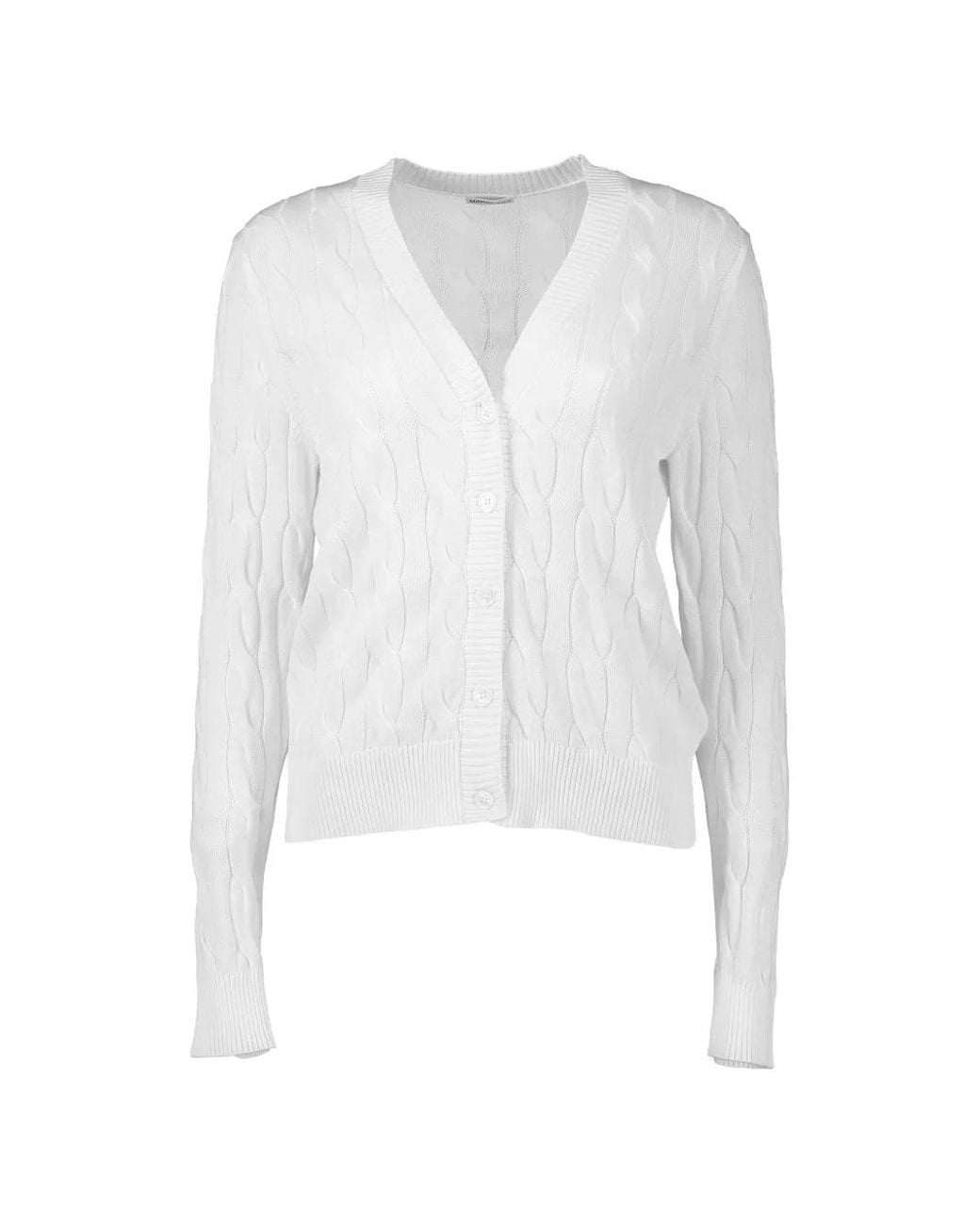 Minnie Rose White Classic Cable Cardigan