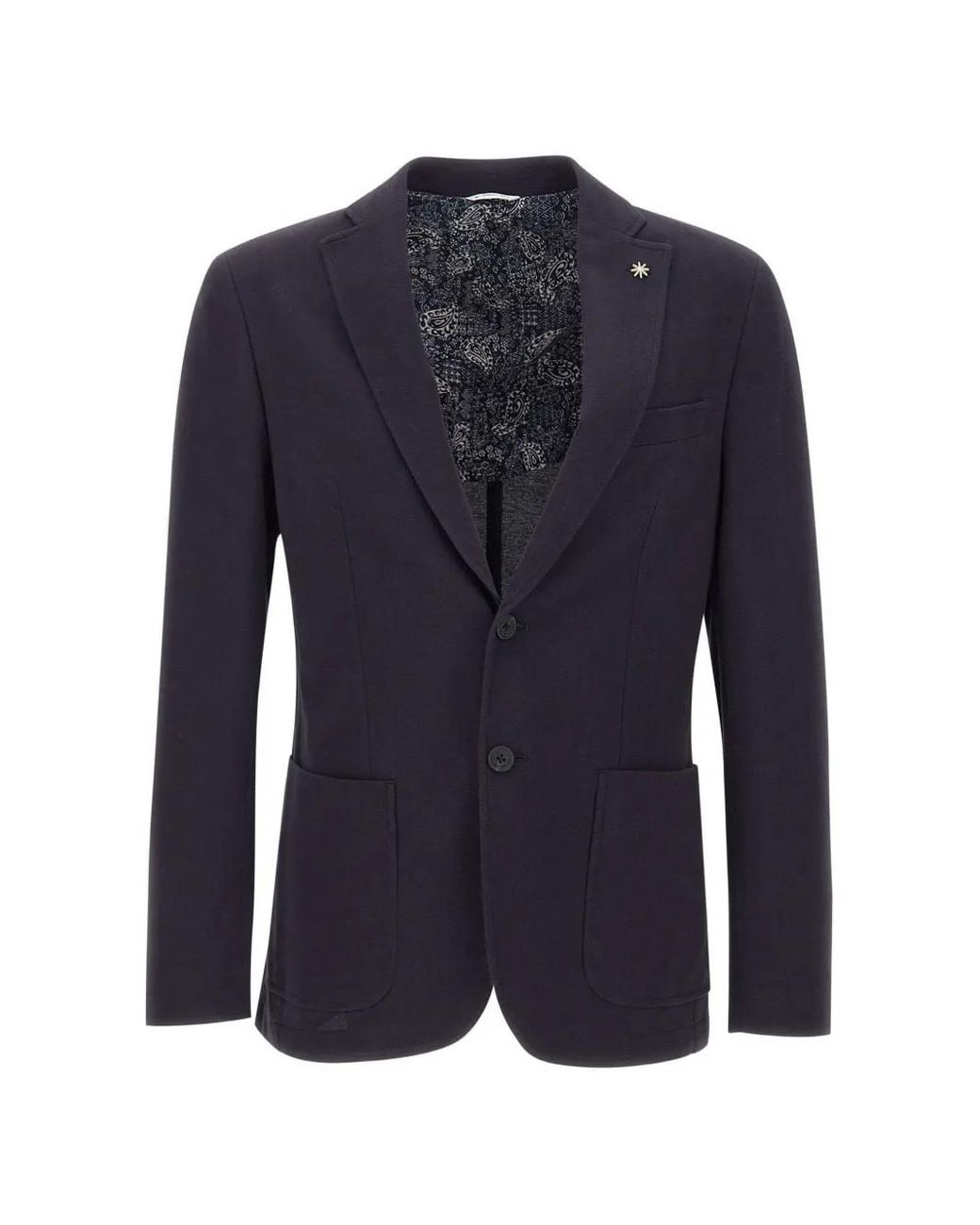 Manuel Ritz Blue Patch-Pocket Star-Pin Blazer for men