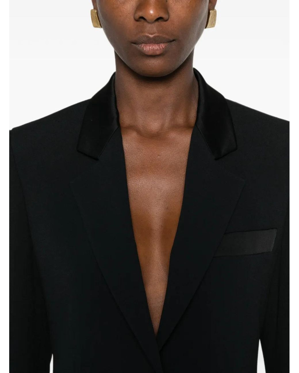Emporio Armani Black Blazer À Bords Satinés