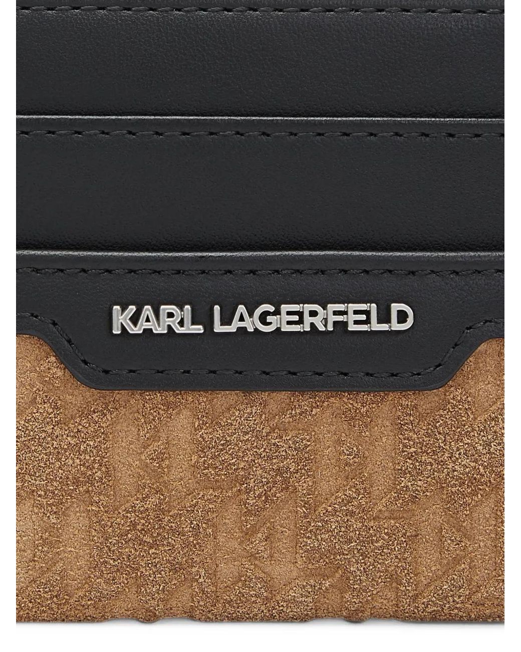 Karl Lagerfeld Black Monogram Suede Cardholder for men