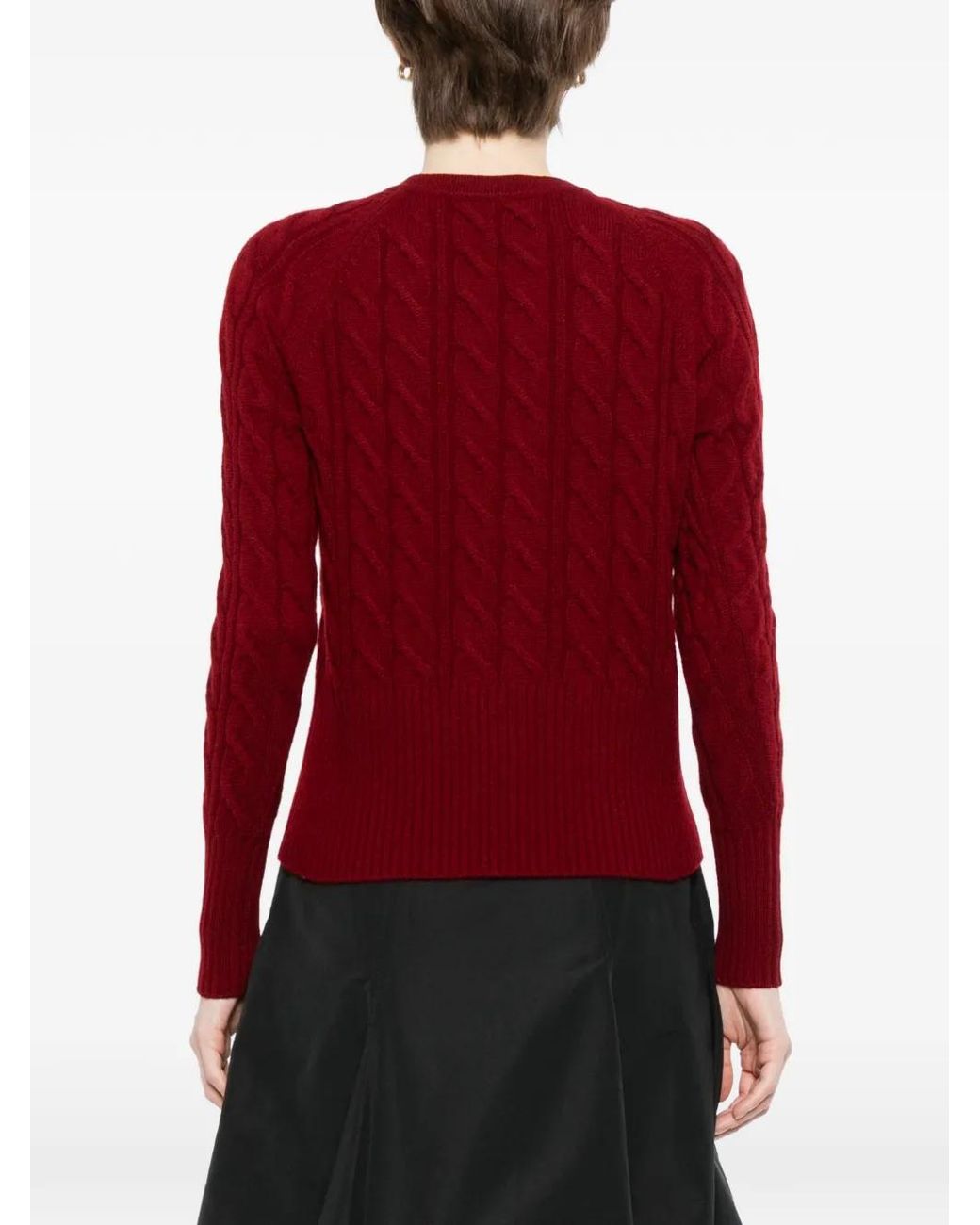N.Peal Cashmere Red Myla Cable-Knit Cardigan