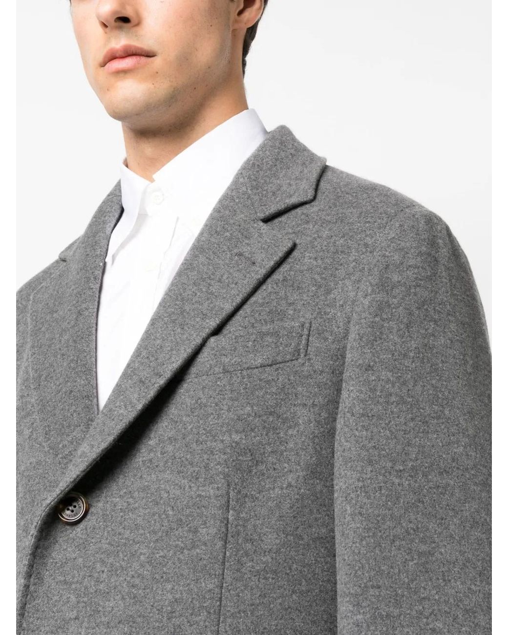 Brunello Cucinelli Gray Cashmere Coat for men