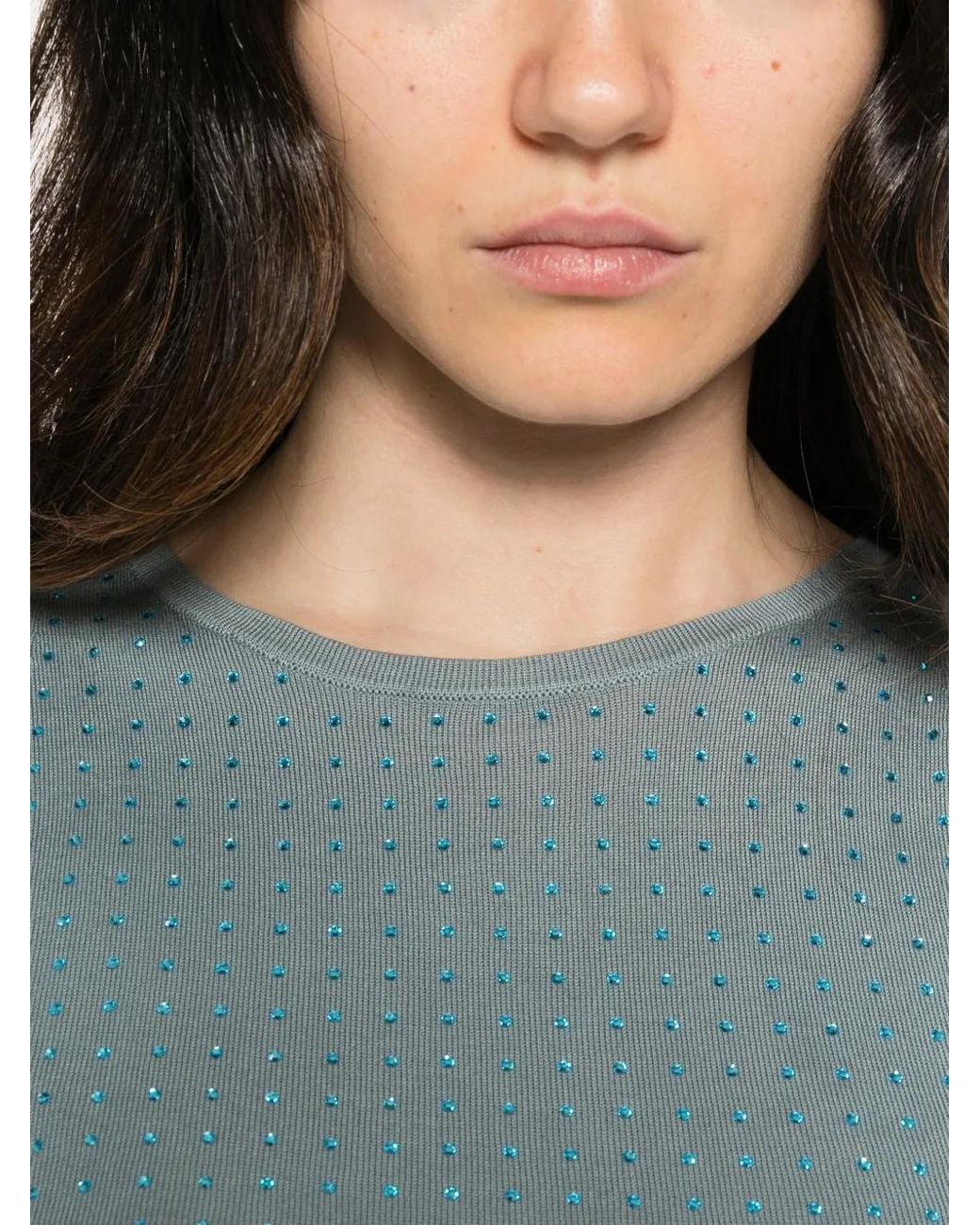 Marella Blue Rhinestone-Embellished Tank Top