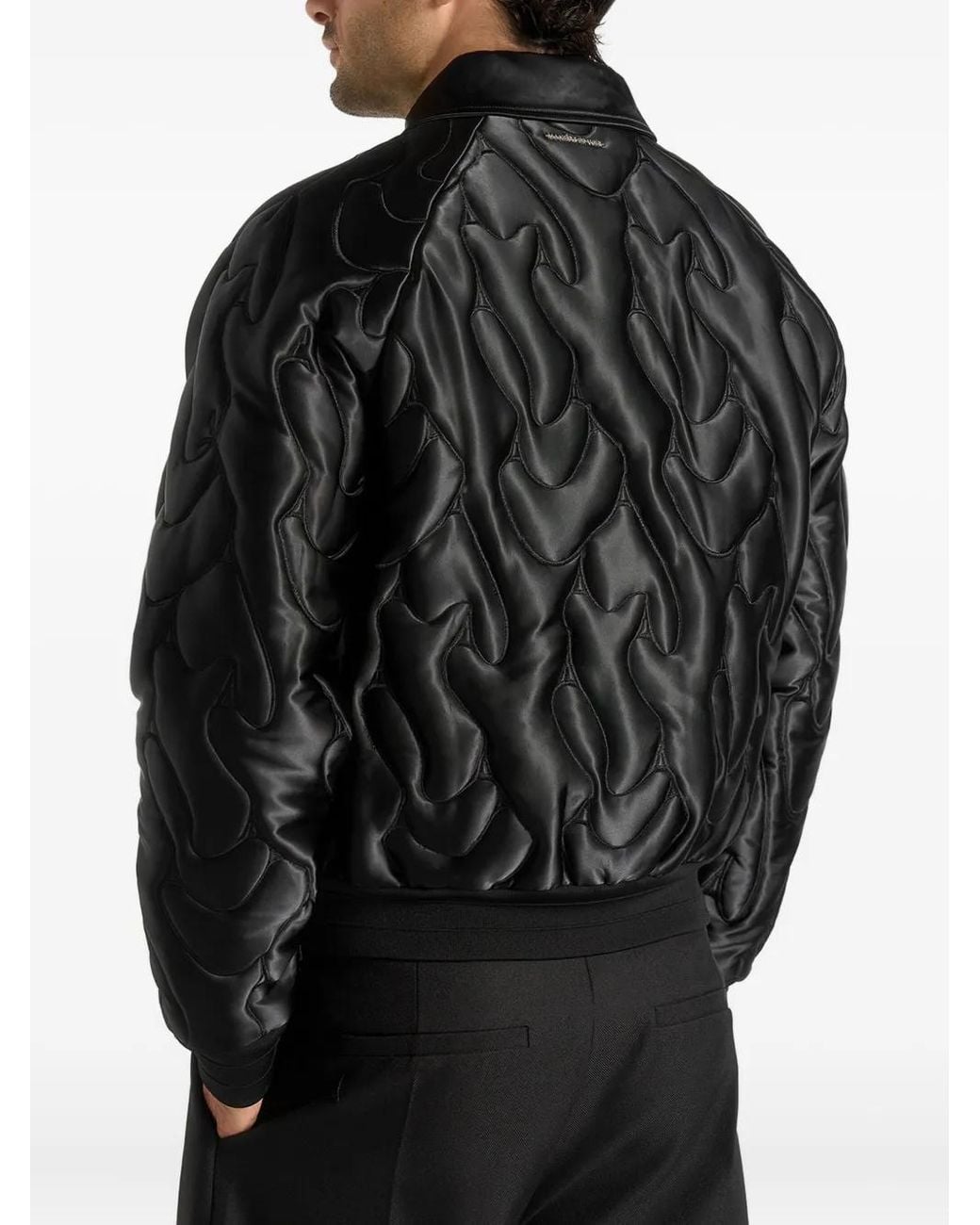 Manière De Voir Black Ugo Satin Embroidered Jacket for men