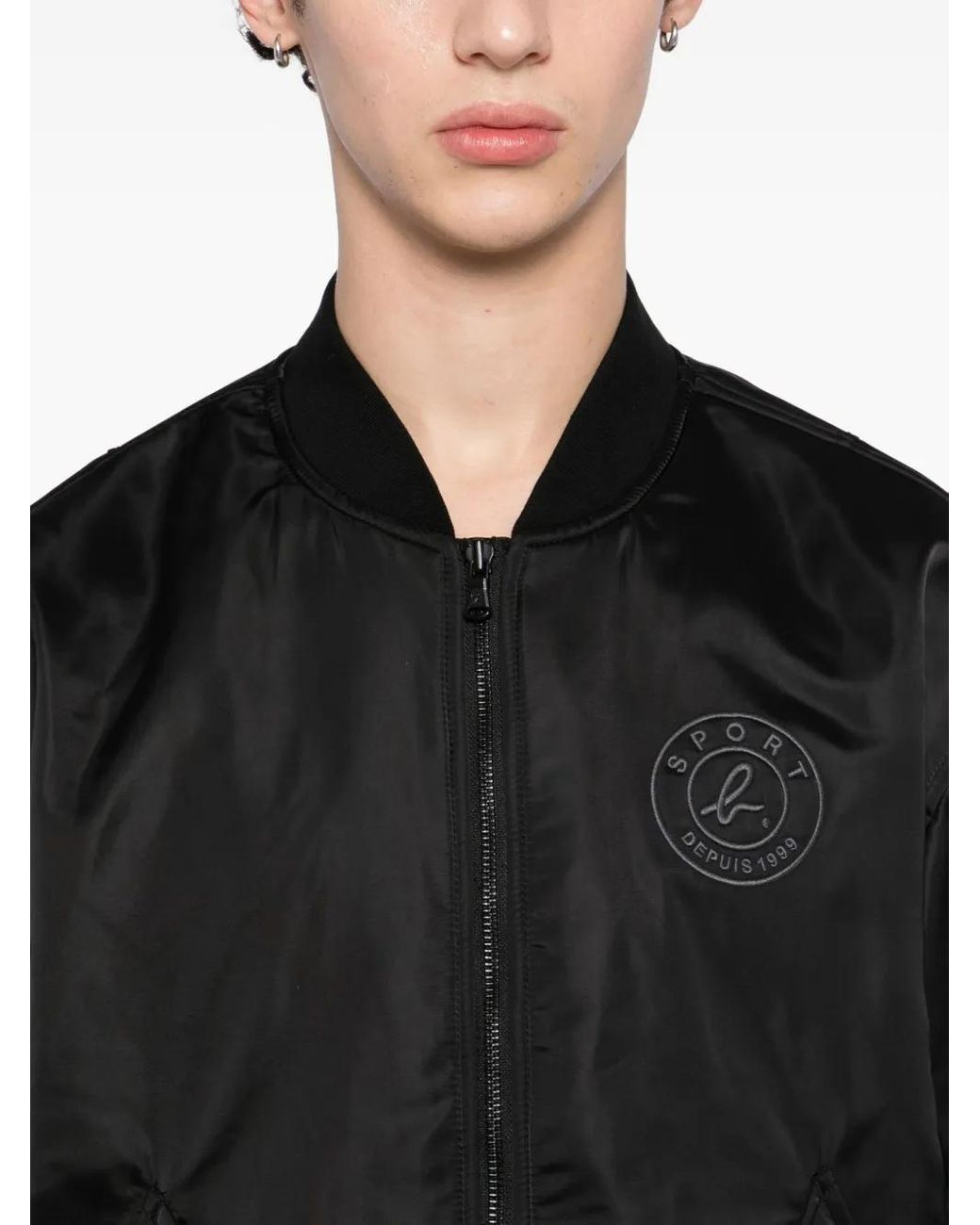 SPORT b. by agnès b. Black Logo-Embroidered Bomber Jacket for men