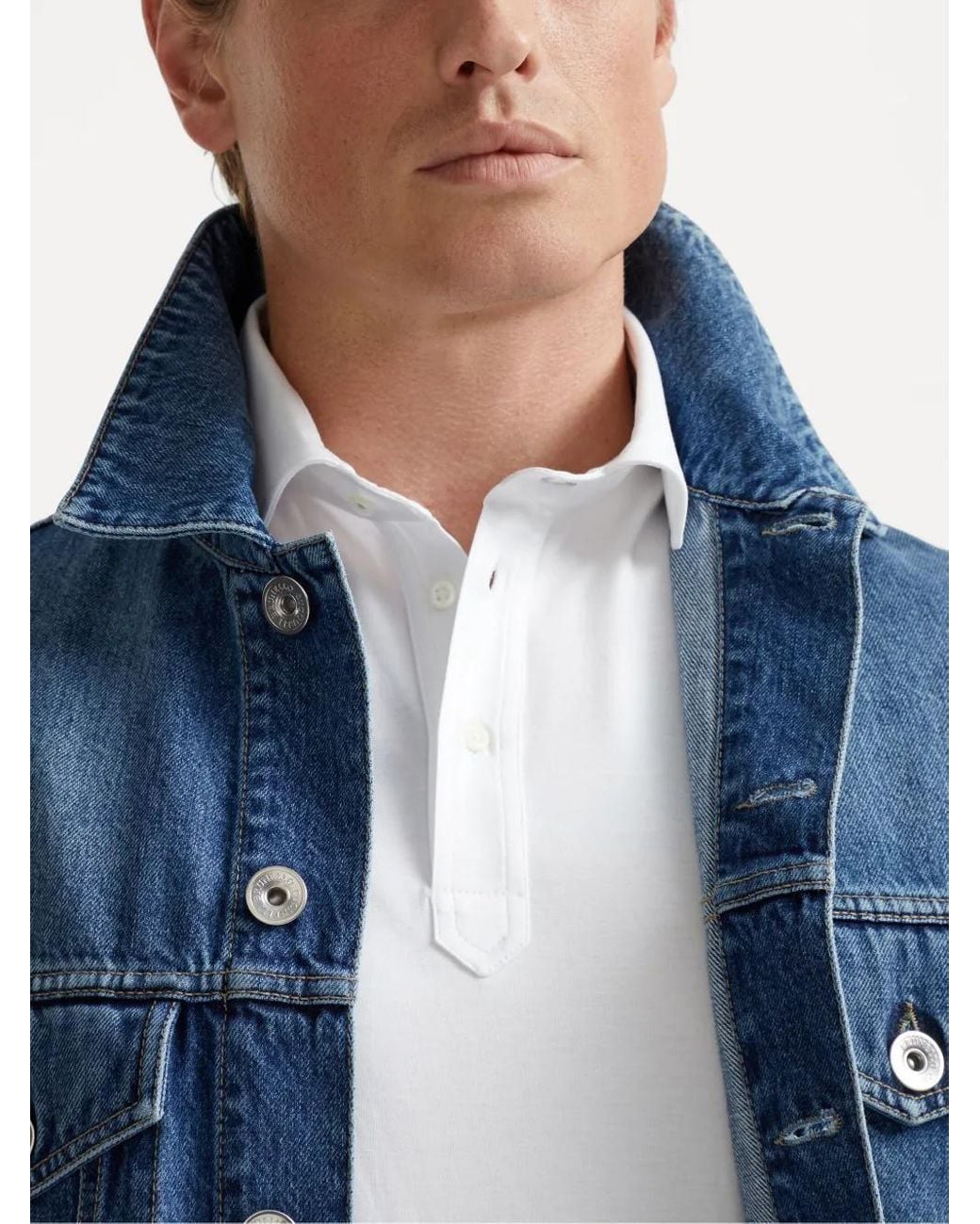 Brunello Cucinelli White Classic Polo T-Shirt for men