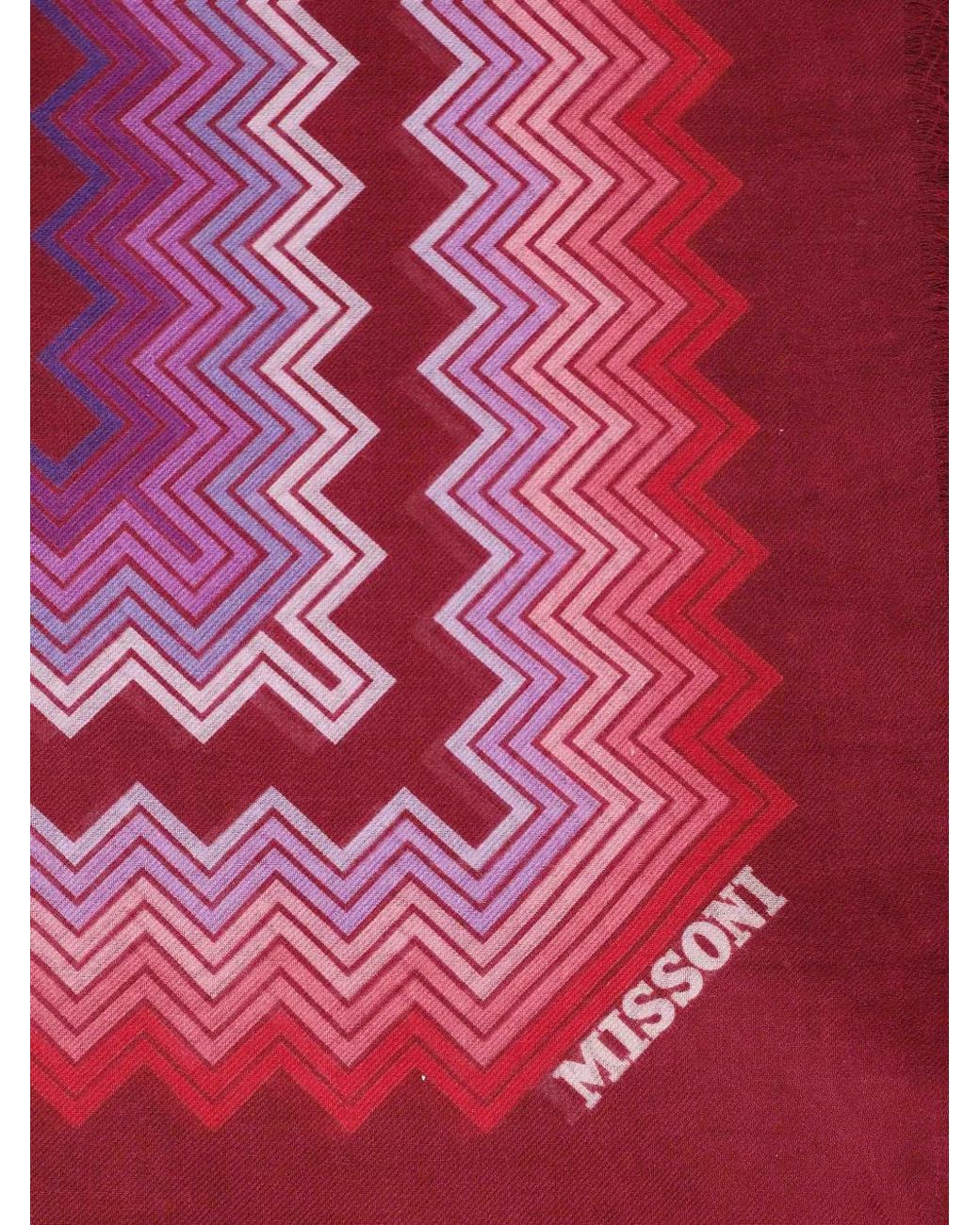 Missoni Red Écharpe Frangée À Imprimé Zig-Zag