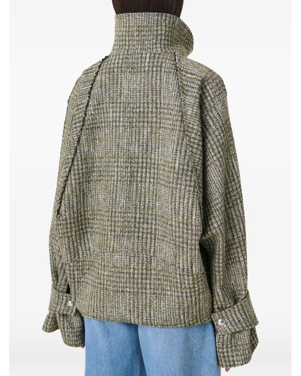 IRO Green Inja Check-Pattern Belted Jacket