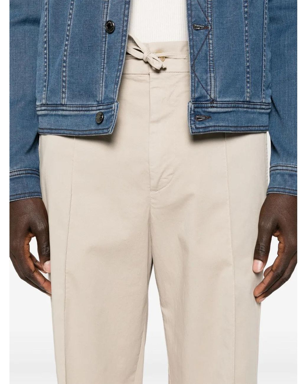 Canali Natural Drawstring-Waist Straight-Leg Trousers for men