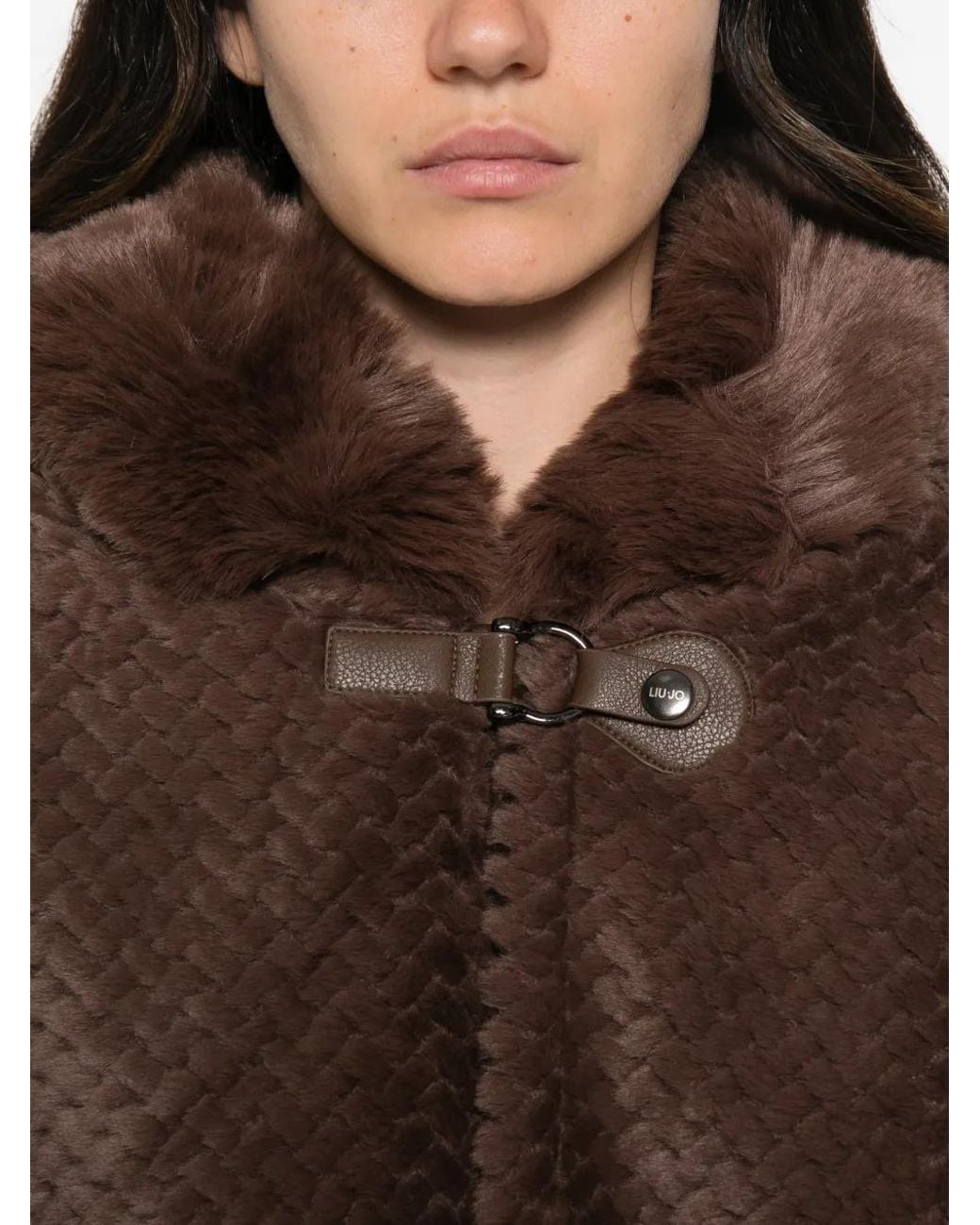 Liu Jo Brown Faux-Fur Hooded Cape