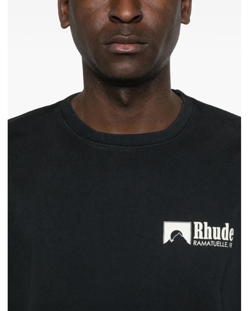 Rhude Black T-Shirt Racing À Motif for men