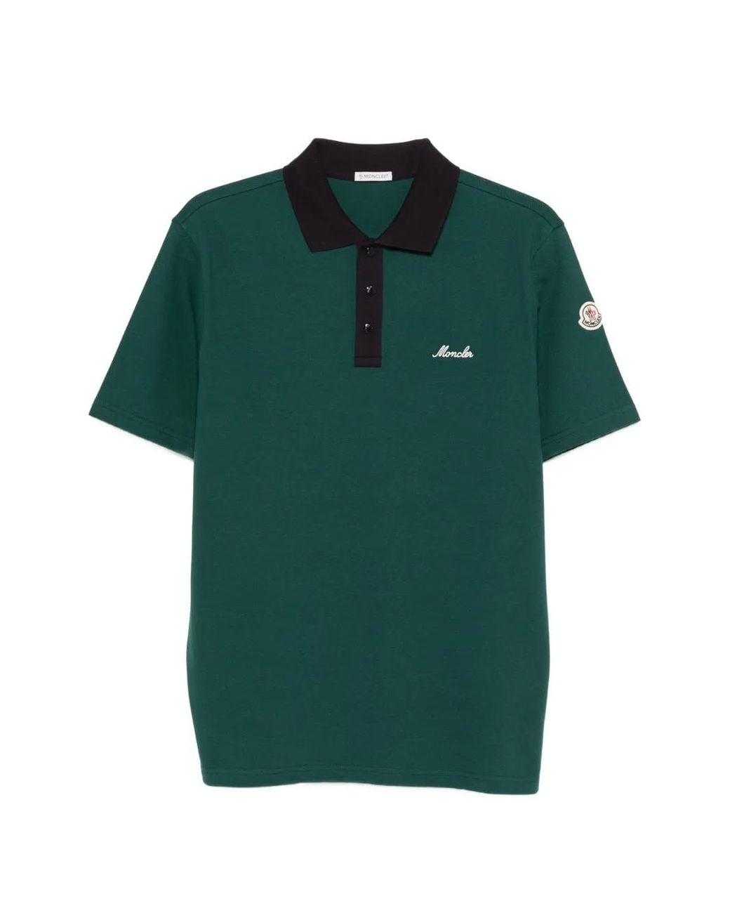 Moncler Green Logo-Embroidered Polo Shirt for men