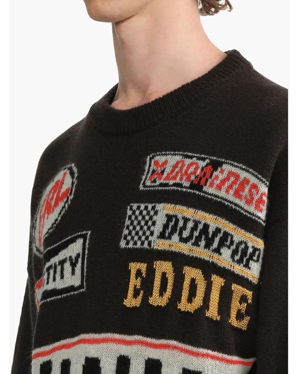 ERL Black Slogan-Intarsia Jumper for men