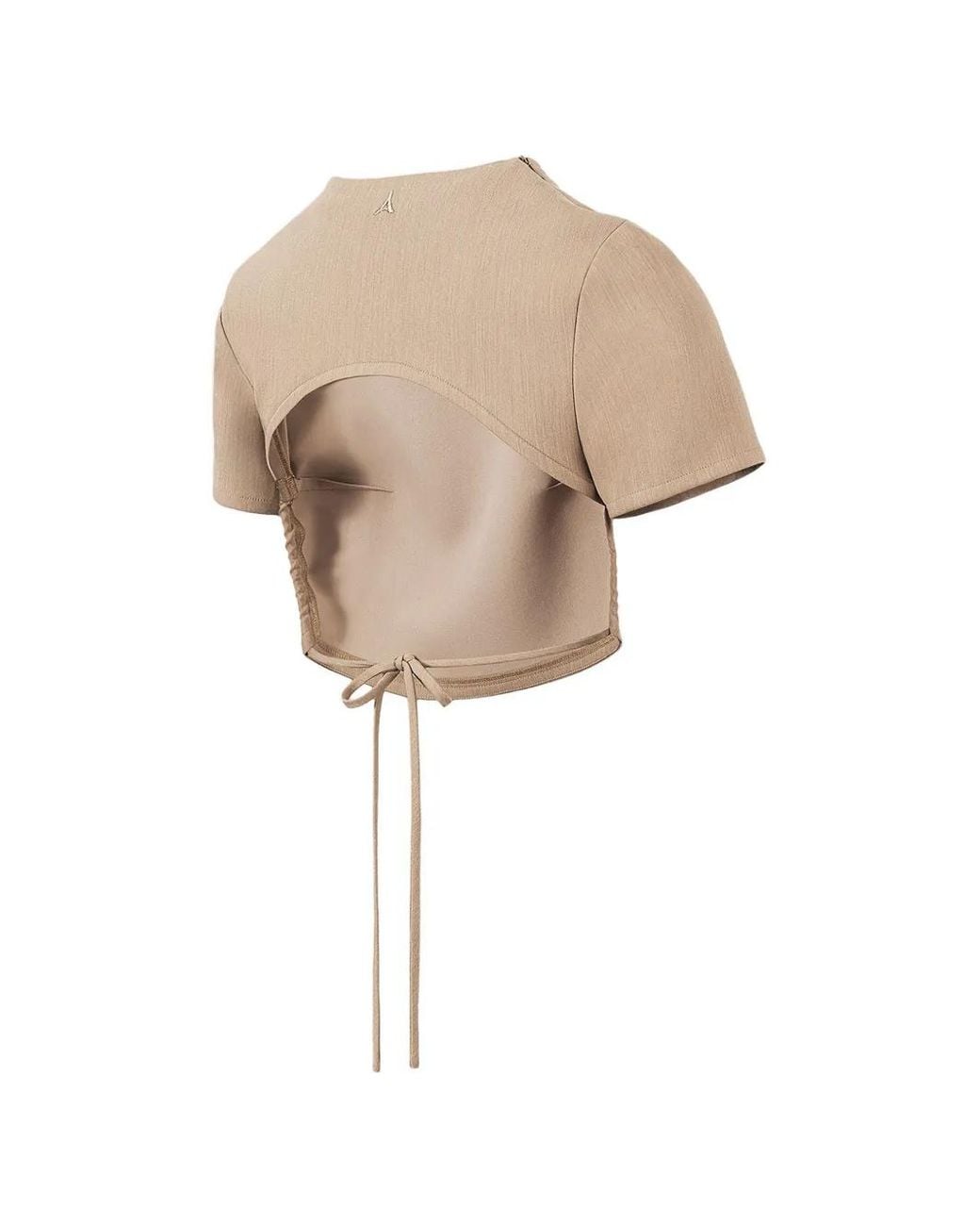 Manière De Voir Natural Curved-Hem Backless Top With Tie