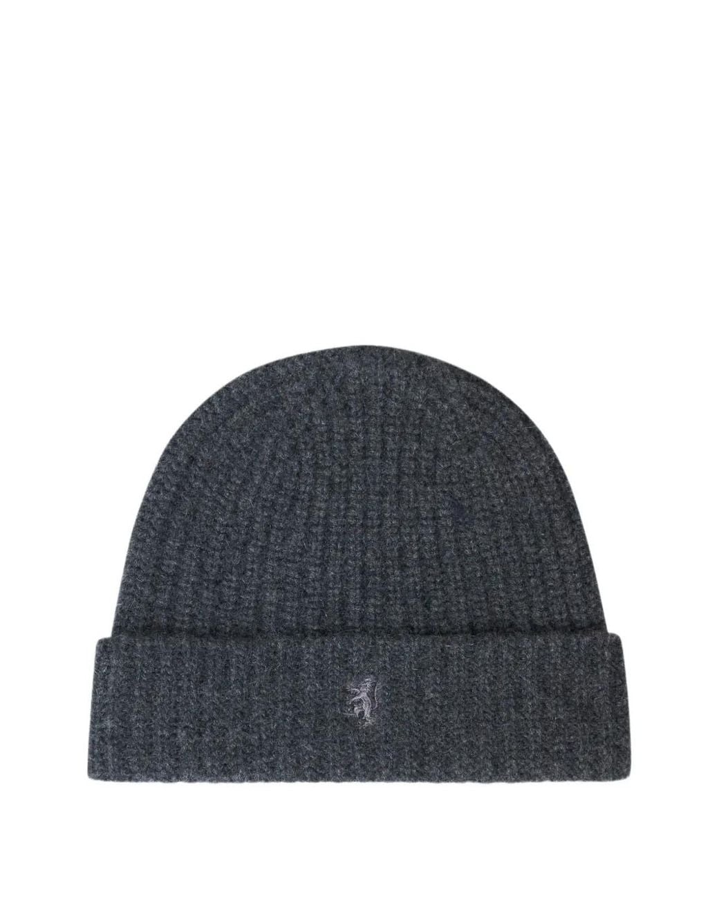 Pringle of Scotland Blue Ribbed Cashmere Beanie
