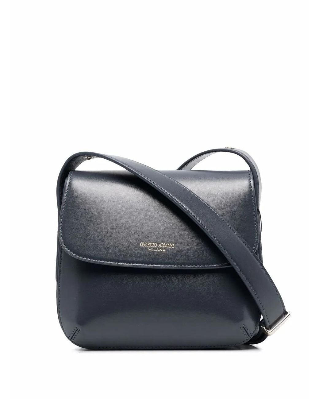 Giorgio Armani Blue Logo-Print Shoulder Bag