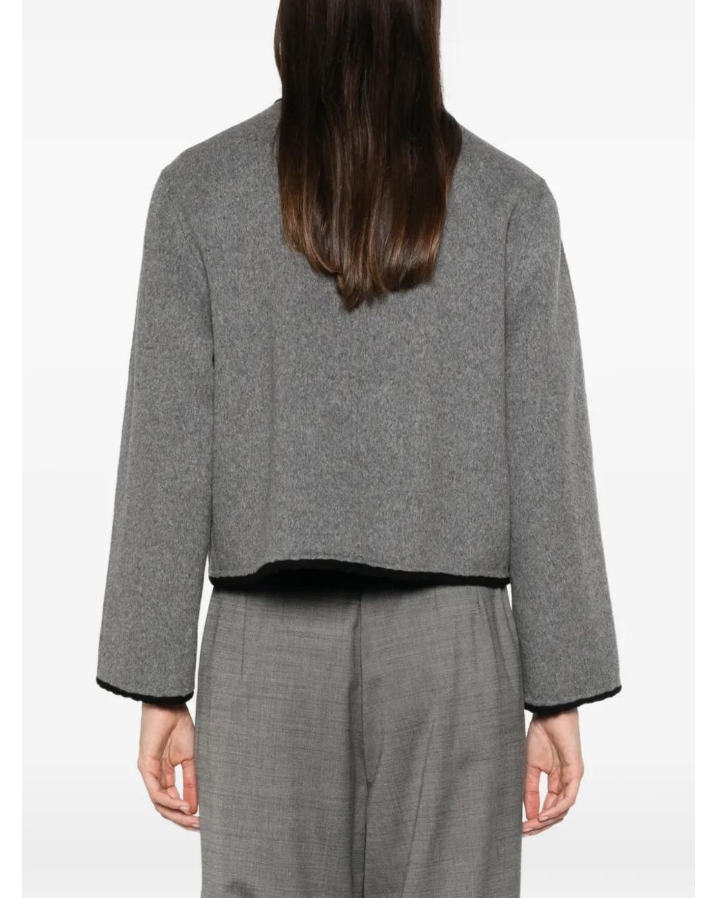 Maje Gray Gardenia Braid-Trim Single-Breasted Jacket