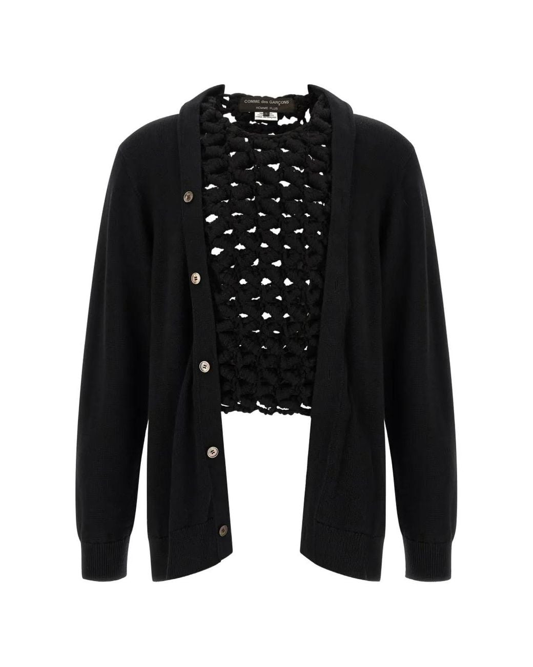 Comme des Garçons Black Panelled Open-Knit Cardigan for men