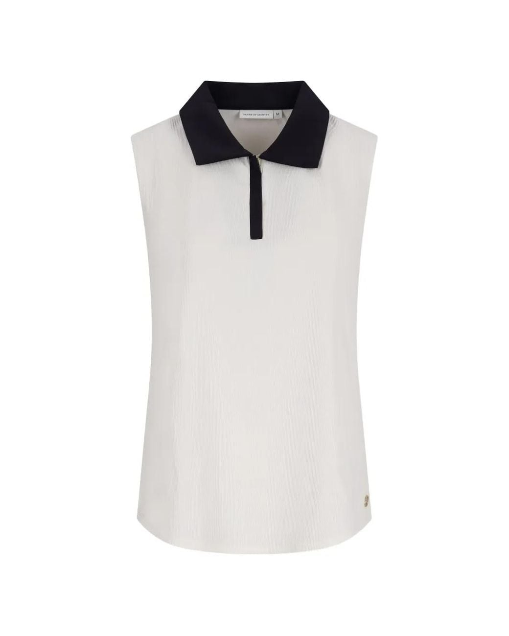 HOUSE OF GRAVITY White Ribbed Sleeveless Polo Shirt